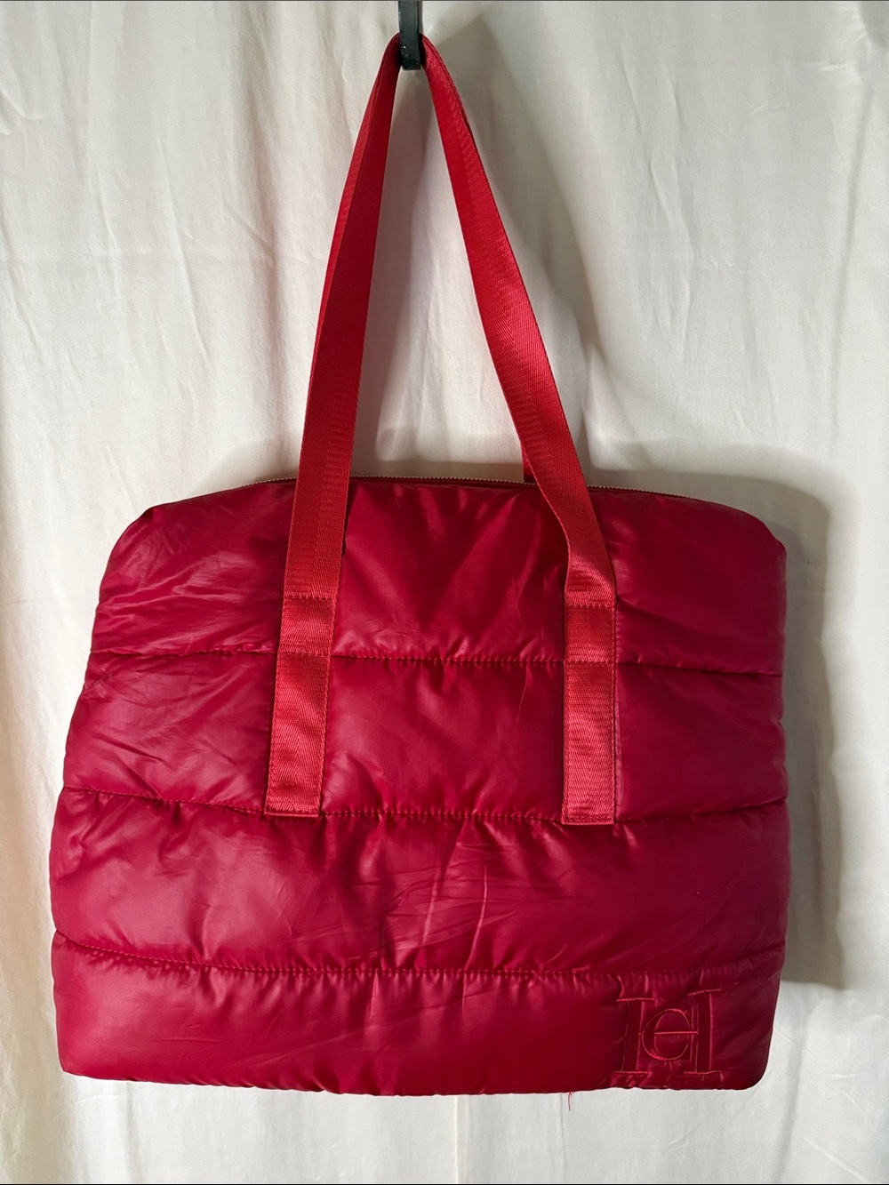 Carolina Herrera Red Quilted Puffer Tote